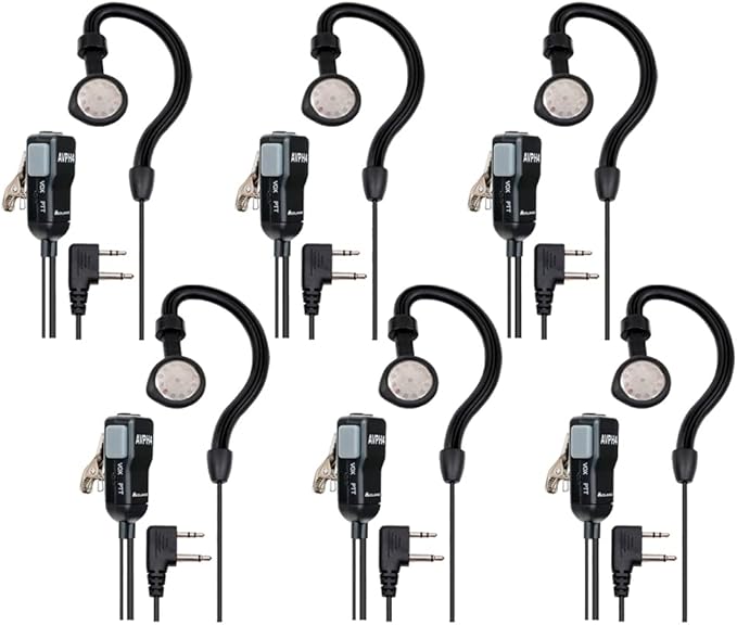 Midland AVPH4 Ear-Clip Headsets GMRS Radios (6-Pack)