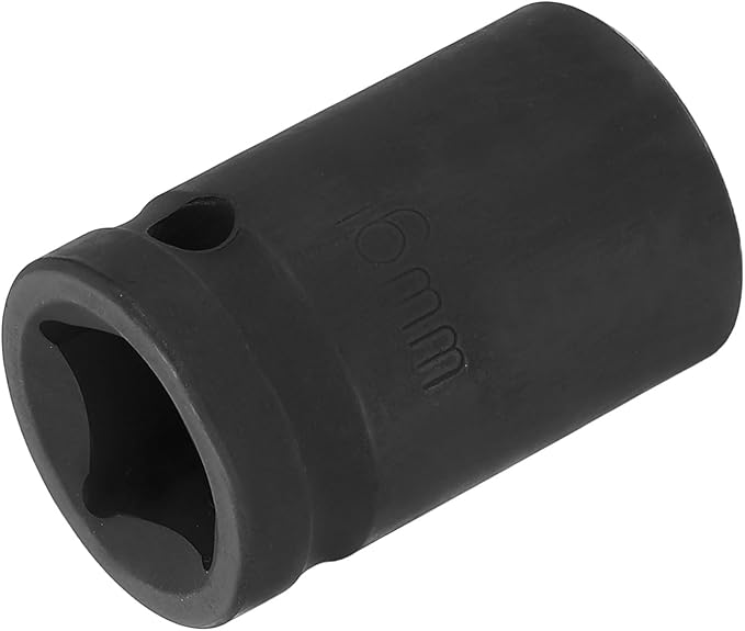 HARFINGTON 12-Point Impact Socket 1/2 Inch Drive 16mm Metric Cr-V Shallow Impact Socket Nut Driver Wrench for Auto Repair