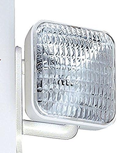 Lithonia Lighting ECR LED M6 Thermoplastic LED Emergency Exit Sign & Light Fixture with Red Letters,White,2 LED Heads - Square