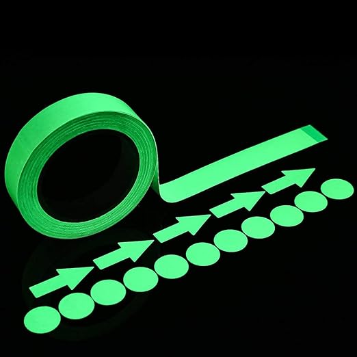 LLPT Glow in The Dark Tape 1” x 33 Ft Self Adhesive Neon Luminous Tape Rechargeable Brightness Fluorescent Sticker Tape for Sport Gears Night Part DIY Craft Color Green (GD133G)