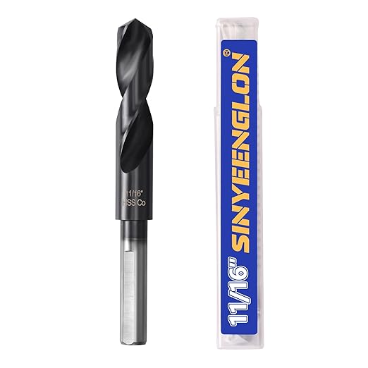 11/16 Drill Bit for Metal and Hardened Steel, 1/2 Inch Reduced Shank M35 Cobalt HSS Twist Heavy Duty Drill Bits, with Index Storage Case
