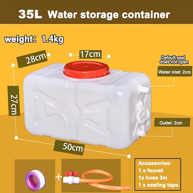 Water Storage Tank for Camping Plastic Large Capacity Water Tank Water Container with Spigot for Emergency Storage Household Outdoor Camping RV Self-Driving Tour(Size:35L/9gallon)