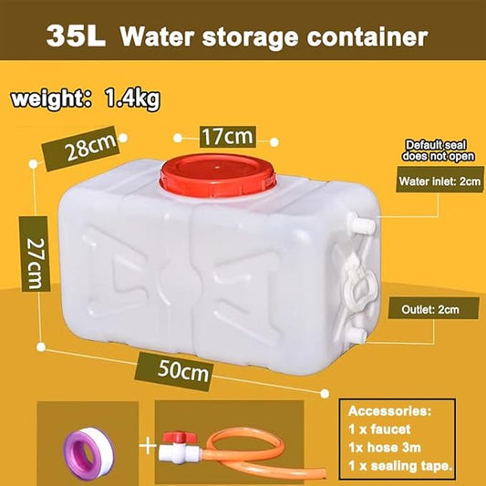 Water Storage Tank for Camping Plastic Large Capacity Water Tank Water Container with Spigot for Emergency Storage Household Outdoor Camping RV Self-Driving Tour(Size:35L/9gallon)