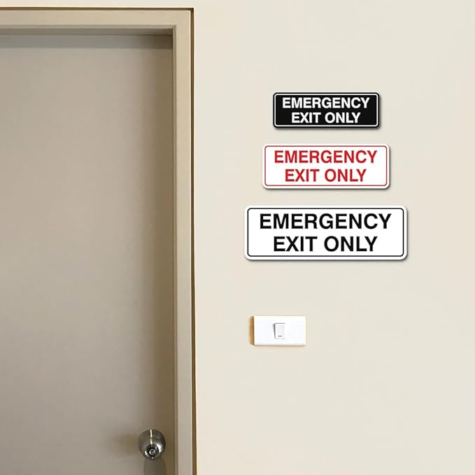 Signs ByLITA Standard Emergency Exit Only Sign - Easy Installation | Durable Wall or Door Sign (Red) - Small 2 Pack