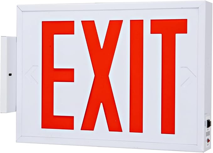 TANLUX New York Approved Emergency Exit Sign, Red Exit Sign with Steel Housing, Hardwired with Battery Backup, AC 120/277V, Single and Double Faces, UL Listed