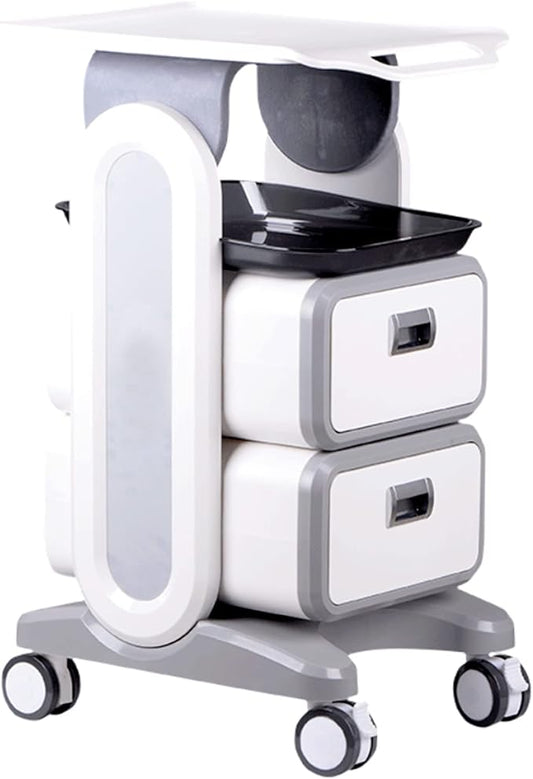 Professional Utility Cart with Wheels - Rolling Dental Office Cart with Drawers - Medical Trolley for Cavitation Machine, Esthetician Supplies, Lab Tools - Salon Trolley