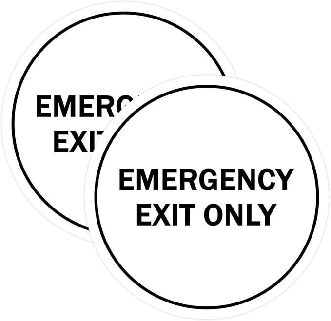Signs ByLITA Circle Emergency Exit Only Sign (White) - Small 2 Pack