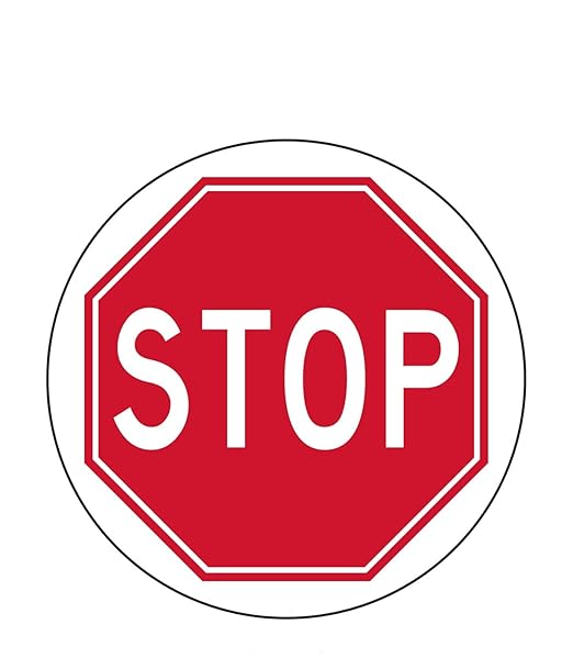 Stranco Non-Slip Floor Sign “STOP” | 17” Red on White | Permanent Acrylic Adhesive, Pebble-Textured Laminate, Durable 20 mil Construction, Slip-Resistant Safety Label
