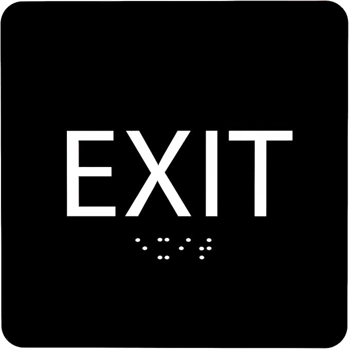 6" X6" Exit Sign - ADA Compliant Tactile Graphics Grade 2 Braille Text Acrylic Wall Signs - Emergency Rescue Safety Door Sign for Schools, Offices, Businesses, and Restaurants