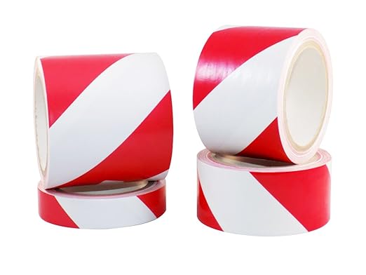 GGR Supplies SST-618C Red & White Hazard Warning Safety Stripe Tape: 1/2" in. Wide x 18 yds.