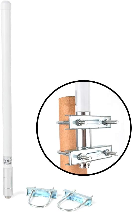 HYS TC-40UV Dual Band VHF UHF 2meter 70cm 144/430Mhz 2.5dBi 100W 15.7inch Fiberglass Outdoor Base Antenna with SO239 (UHF Female) Connector For ICOM Yaesu Midland Motorola Mobile Ham Radio Transceiver