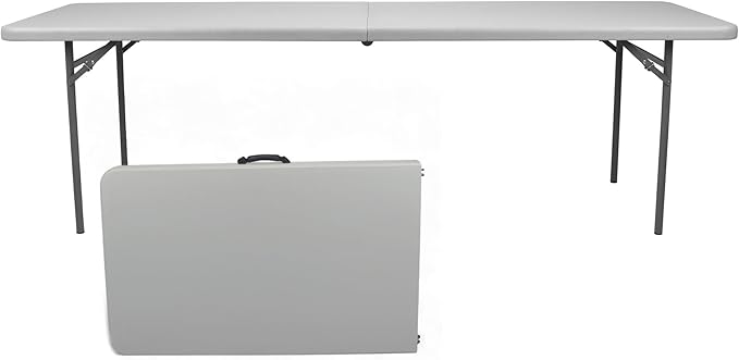 OEF Furnishings OEFCMFIH3096 Rectangular Commercial-Grade Premium Industrial Fold-in-Half Blow-Molded Folding Table with 18-Gauge Steel Frame and Thick Top (Rectangle, 30" × 96", Speckled Gray Top)