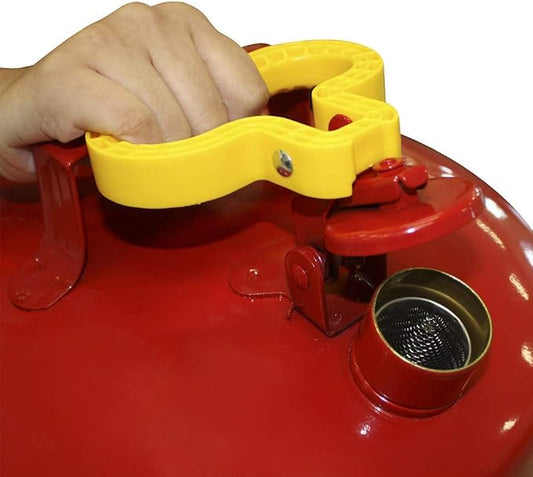Eagle 2 Gallon Type I Red Safety Gas Can for Gasoline with Flame Arrester, Self-Closing Lid, and F-15 Funnel, Made in the USA, Galvanized Steel Flammable Storage Can, UI20FS