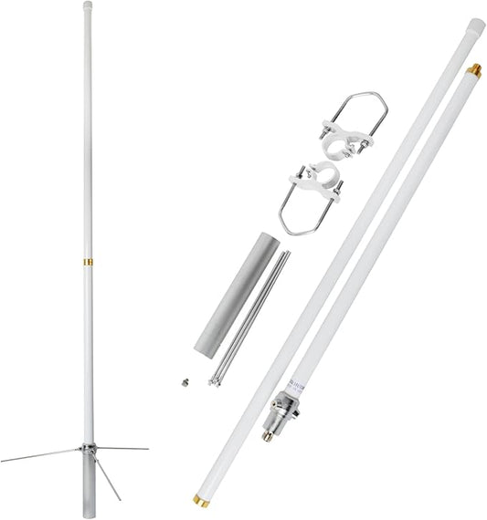 HYS 200W GMRS Base Antenna 5/8 Wave 7.2dBi Pre-Tuned 462-467MHz for Motorola Repeater GR1225 GR500, Midland Anytone Mobile Radio, Fiberglass Omnidirectional