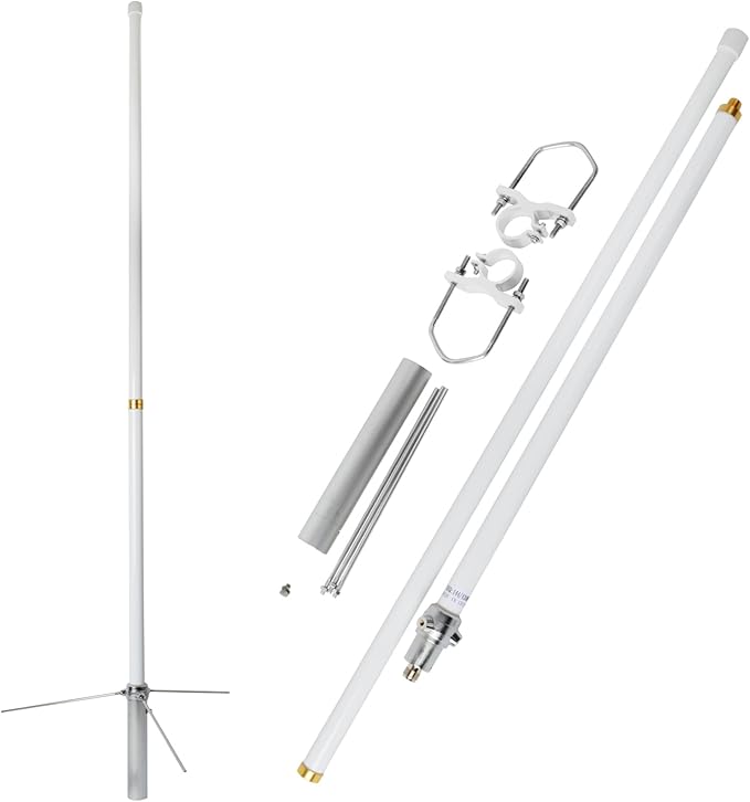 HYS Pre-Tuned Fiberglass Base Station Antenna for VHF/UHF 144/430MHz - 4.5dBi VHF & 7.2dBi UHF, SO239 Connector, 5.7ft Long, Weatherproof, for Ham Radio & Amateur Radio