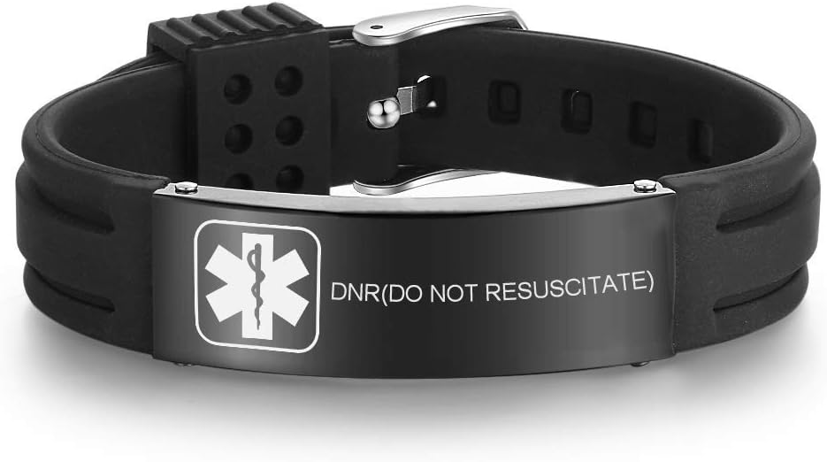 VNOX Medical Alert Bracelets for Men & Women Kids with Free Engraving Adjustable Stainless Steel Mesh Emergency Medical ID Bracelets Wristband