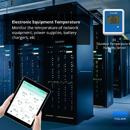 YoLink X3 vesion Outdoor Temperature & Humidity Data Logger, Hygrometer, Thermometer, 1/4 Mile Range, 5+ Years Battery Life, Emails/Text/App Alerts, Alexa. Pet Cage, Freezer, Greenhouse. Hub Included
