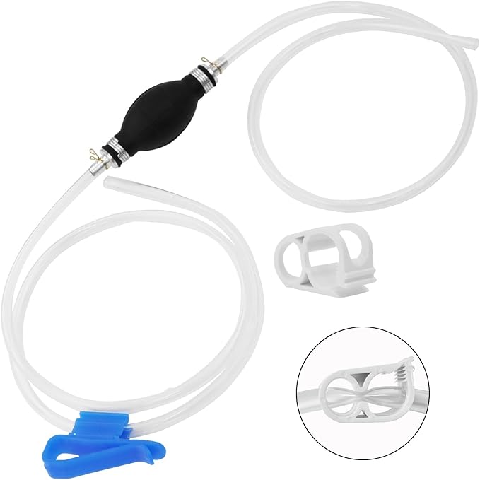 Gas Siphon Pump FUELIO - Hand Siphon Pump for Gasoline Transfer - Manual Siphon Pump For Water- Fuel Siphon Pump for Gasoline- Gas Siphon Hose Included