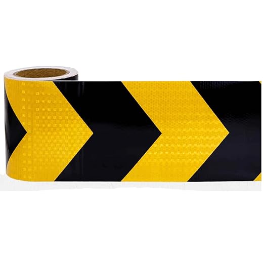Reflective Tape Yellow and Black 12 inch Wide for Trailer, Outdoor Waterproof High Visibility Safety Warning Adhesive Strips (66 feet)
