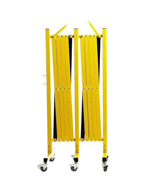 Trafford Industrial Expandable Metal Barricade, 11 Feet, Red and White, Mobile Safety Barrier Gate, Retractable Traffic Fence