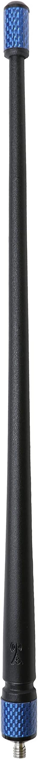 Votex - 13 3/4 Inch Short Flexible Rubber Antenna - USA Stainless Steel Threading - Blue Carbon Fiber Trim - Tuned Internal Copper Coil - Part Number A601-6M-15