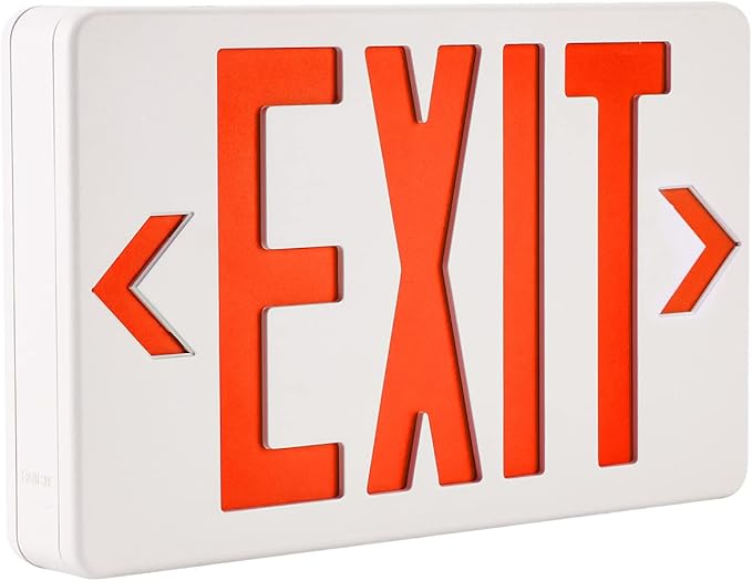 LED Exit Sign Emergency Light Single or Double Faces Rechargeable UL Certified GX-200NR (Red)