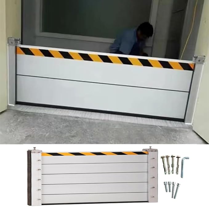 Flood protection barrier door, Flood Protection Barrier Water, 3/4/5/6/7/8/9/10/11/12/13ft Long Aluminum alloy material, Basement Windows Flood Protection Barrier Removal(H 3.3ft(100cm),10.5ft
