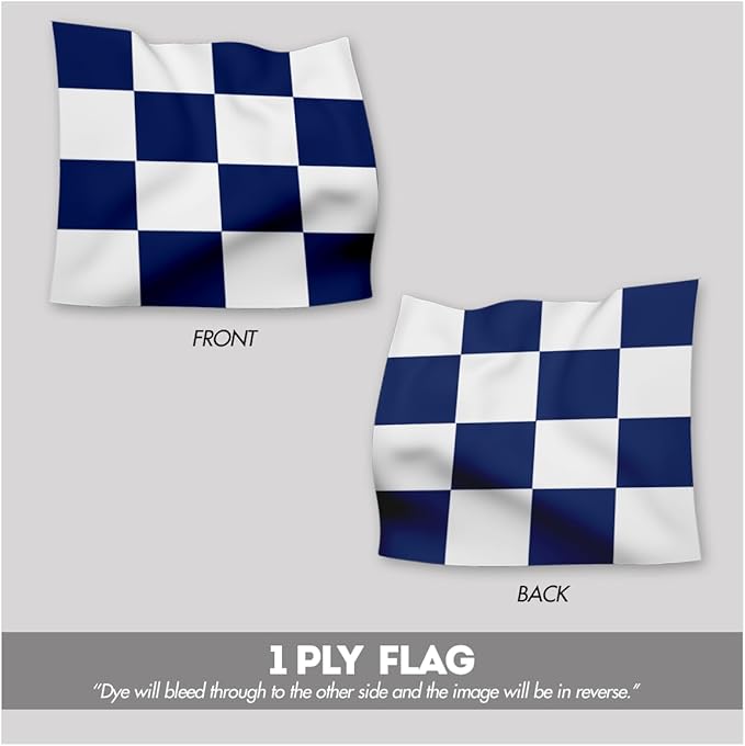 AGAS November Code N Marine Signal 1x1.25 Ft Flag - Printed 200D Nylon - Canvas Header - Brass Grommets - Colorfast & Stitched Edges - Nautical Boat Flag - Naval Code Signal Flag.