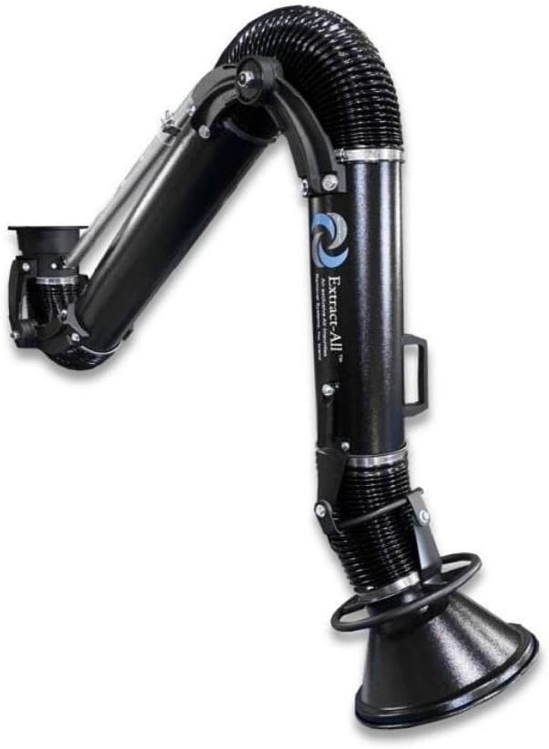 Extract-All Wall-Mounted Dust Absorber for Air Purification, Expanded Diameter Capture Hood Welding Fume Extraction and Source Capture Arm Smoke Absorber with 180° Arm Swing (Black, 4"x102")