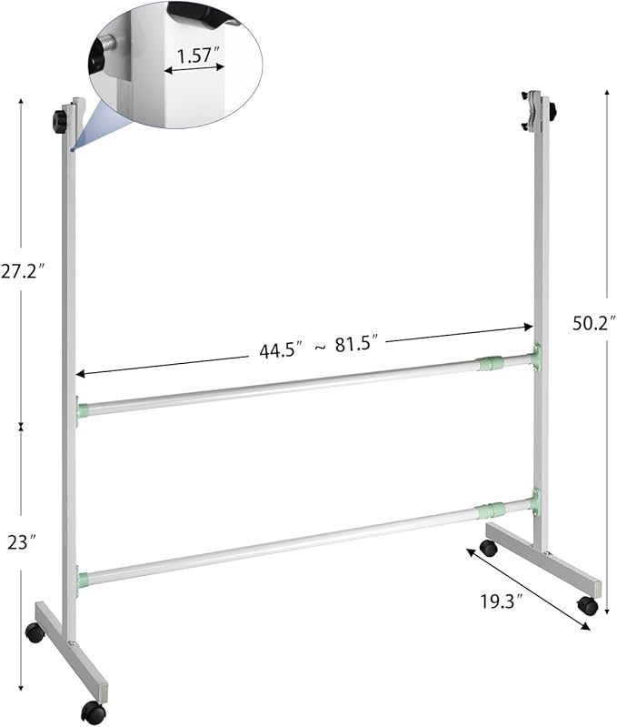 ROCOFF Whiteboard Easel Stand Only, Mobile Rolling Whiteboard Stand, Adjustable Width Stand for Dry Erase White Board for Home, Office, Classroom and School.