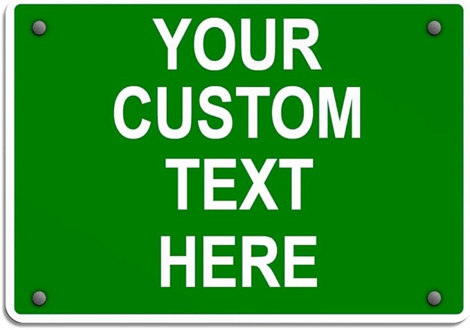 Aluminum Weatherproof Metal Sign Multiple Sizes Custom Personalized Text Here Green White Directions Horizontal Street Signs 10x7Inches