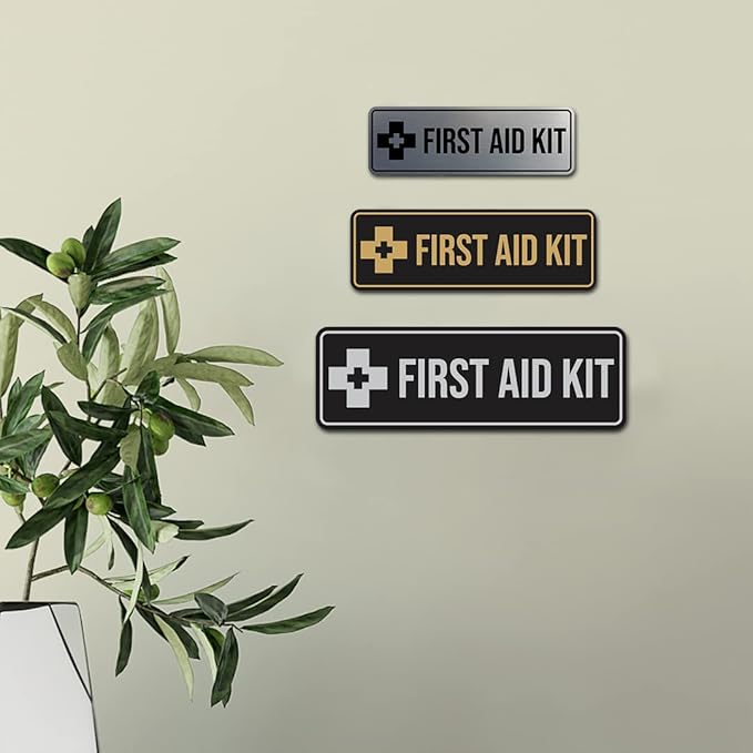 Standard First Aid Kit Sign (Red) - Large (10 Pack)