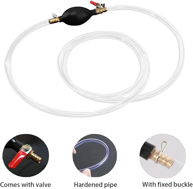 Gasoline Siphon Hose Pump, Hand Fuel Transfer Pump, Portable Manual Fuel Transfer Pump for Gas Gasoline Petrol Diesel Oil Liquid Water Fish Tank