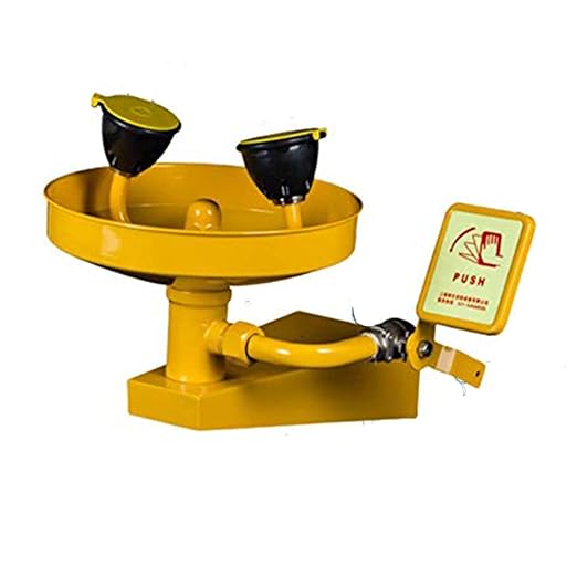 Huanyu Wall Mount Emergency Eyewash Station Wall Hanging Eye Washer Temporary Rescue Equipment Harmful Substances Washing Device BH33-1011: 304 + Yellow ABS