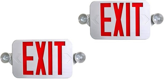 2 Pack Supreme LED All LED Decorative Red White Exit Sign & Emergency Light Combo with Battery Backup (2 Pack)