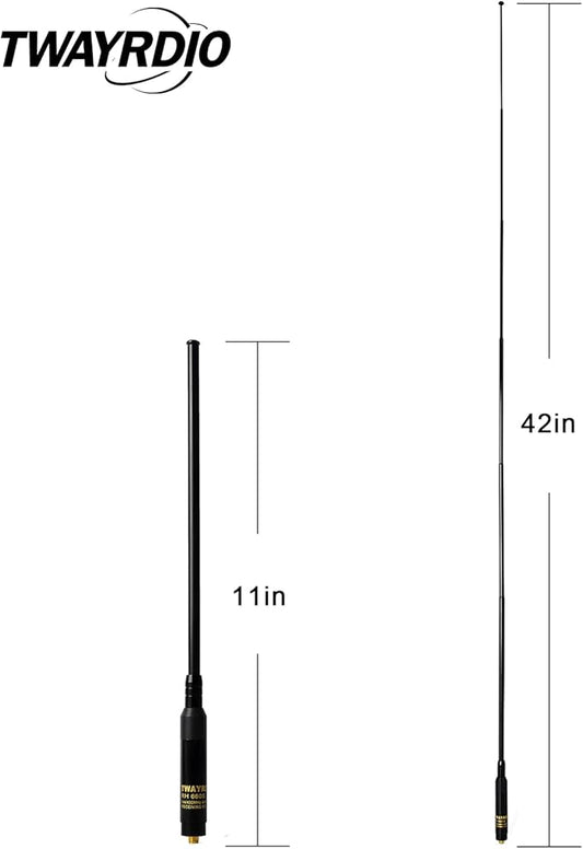 TWAYRDIO 144/430MHz SMA Female Replacement Antenna 2m/70cm VHF/UHF Telescopic Handheld High Gain Radio Antenna for Baofeng UV-5R GT-3 UV-5RA UV-5RB UV-5RC UV-5RD UV-5RE BF-F8HP UV-82 Radio
