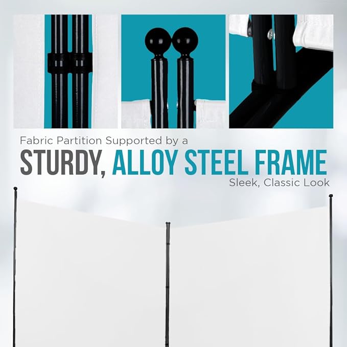 Steel-AID Triple-Panel Privacy Room Divider – Folding Partition Privacy Screen for Office, Classroom, Dorm Room, Kids Room, Studio, Conference - 216" x 72" - Easy to Assemble, Freestanding & Foldable