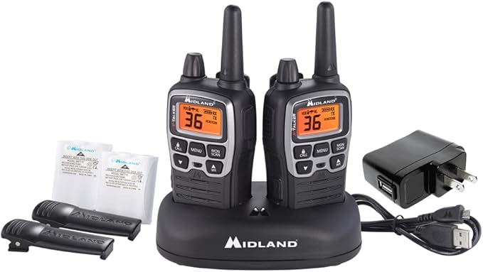Midland T71VP3 36 Channel FRS Two-Way Radio - Up to 38 Mile Range Walkie Talkie - Black/Silver (Pack of 4), 6.2" x 1.3" x 2.3", Model Number: T71X4VP3