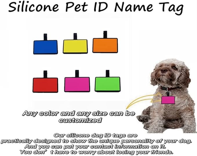 6 Pack New Square Silent Pet Tags Modifiable Dog Tag,Multiple Emergency Contact,Lightweight, No Jinging, Collar Accessories,Cat ID Tag