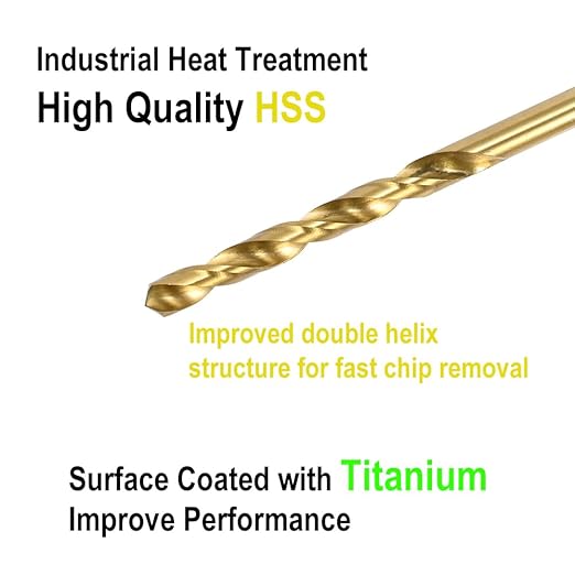 Professional Drill Bit Set, 13Pcs 1/4 Inch Titanium Coating HSS Drill Bits Kit with Hex Shank for Cast Iron, Hardened Metal, Stainless Steel, Plastic and Wood, Metric 1.5mm - 6.5mm