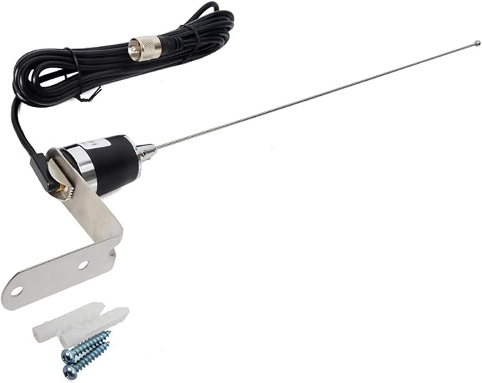 HYS Amateur Antennas Dual-Band NMO 20 Inch Antenna VHF 144/UHF 430MHz NMO L Shape Mount Mobile Antenna Bracket W/13 ft RG58 Coax Cable NMO to UHF-male/PL259 for Motorola Kenwood Midland Mobile Radios