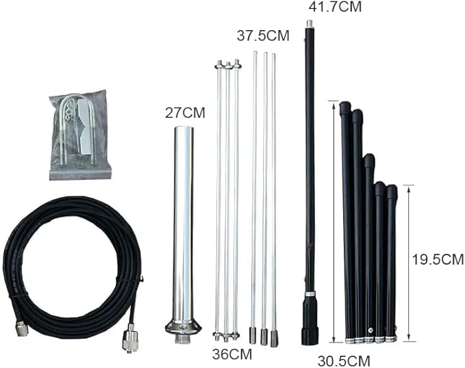 1/4 Wave Outdoor GP Antenna for FM Transmitter, Professional Waterproof Antenna with 8M/26Ft TNC BNC Cable for 0.5W-100W 7W 7C 15W 15A 15B 25W T251 50W T501