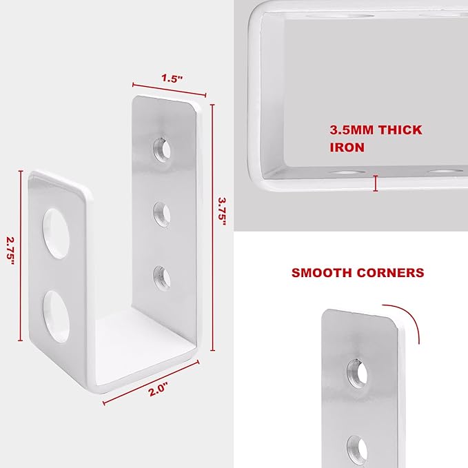 SecurityMan (2-PK) Heavy Duty 2x4 Door Barricade Brackets - 700lbs of Force, Install in Minutes - (4pc) Thick 3.5mm Iron Metal U Bracket | Rust Proof - Gate Bar Holder for Indoor/Outdoor Door Security