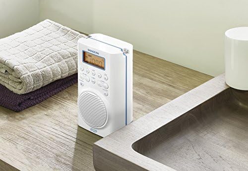 Sangean H205 Shower Radio AM/FM Waterproof, Weather Alert, Digital Tuning, White