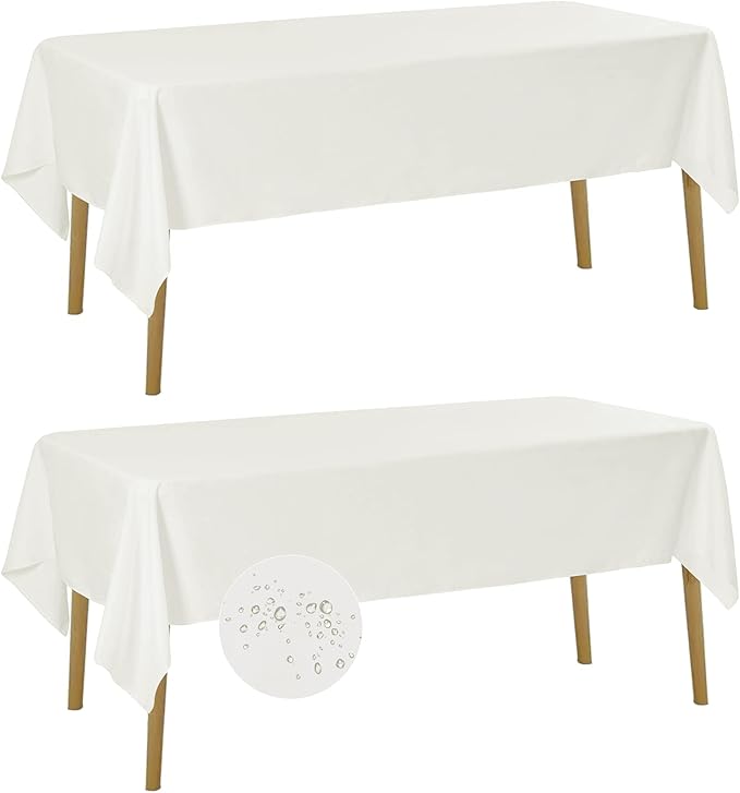 Fokitut 2 Pack Waterproof Rectangle Tablecloth, 60x120 Inch,Stain Resistant and Wrinkle Polyester Table Cloth, Fabric Table Cover for Kitchen Dining, Wedding, Party, Holiday Dinner-Ivory