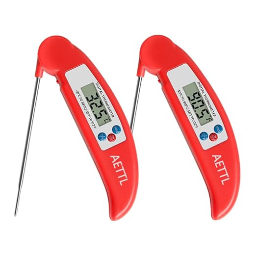 2 Pack Instant Read Digital Meat Thermometer with Probe for Cooking, Fast and Accurate, Waterproof Digital Food Thermometer, Grilling Kitchen Baking