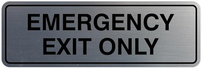 Signs ByLITA Standard Emergency Exit Only Sign - Easy Installation | Durable Wall or Door Sign (Brushed Silver) - Large 2 Pack