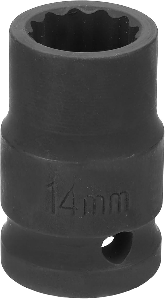 HARFINGTON 12-Point Impact Socket 1/2 Inch Drive 14mm Metric Cr-V Shallow Impact Socket Nut Driver Wrench for Auto Repair