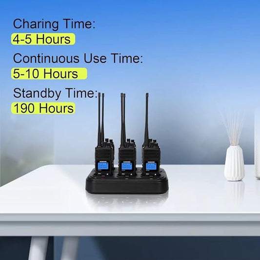SAMCOM Six Way Charger Multi Unit Rapid Gang Charger Station with Removable AC Adapter Compatible with FPCN30A Walkie Talkie and Battery (1 Pack)