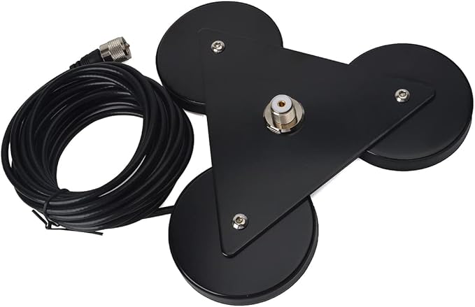 Heavy-Duty SO239 Magnetic Antenna Mount Base with Triple Magnets,W/5M(16.4 ft) RG-58 Cable PL-259 Plug,for Mobile Ham Radio Antenna